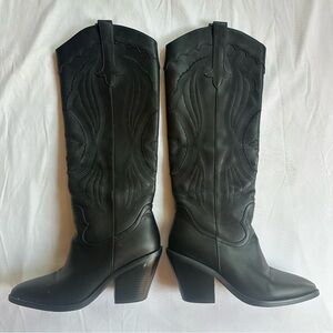 Women’s Black Western Knee High Cowboy Boots - Size 8